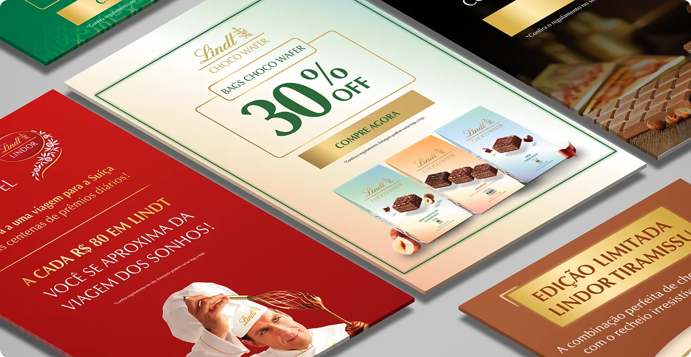 Chocolates premium Lindt mostrando tradição suíça e excelência em cada detalhe