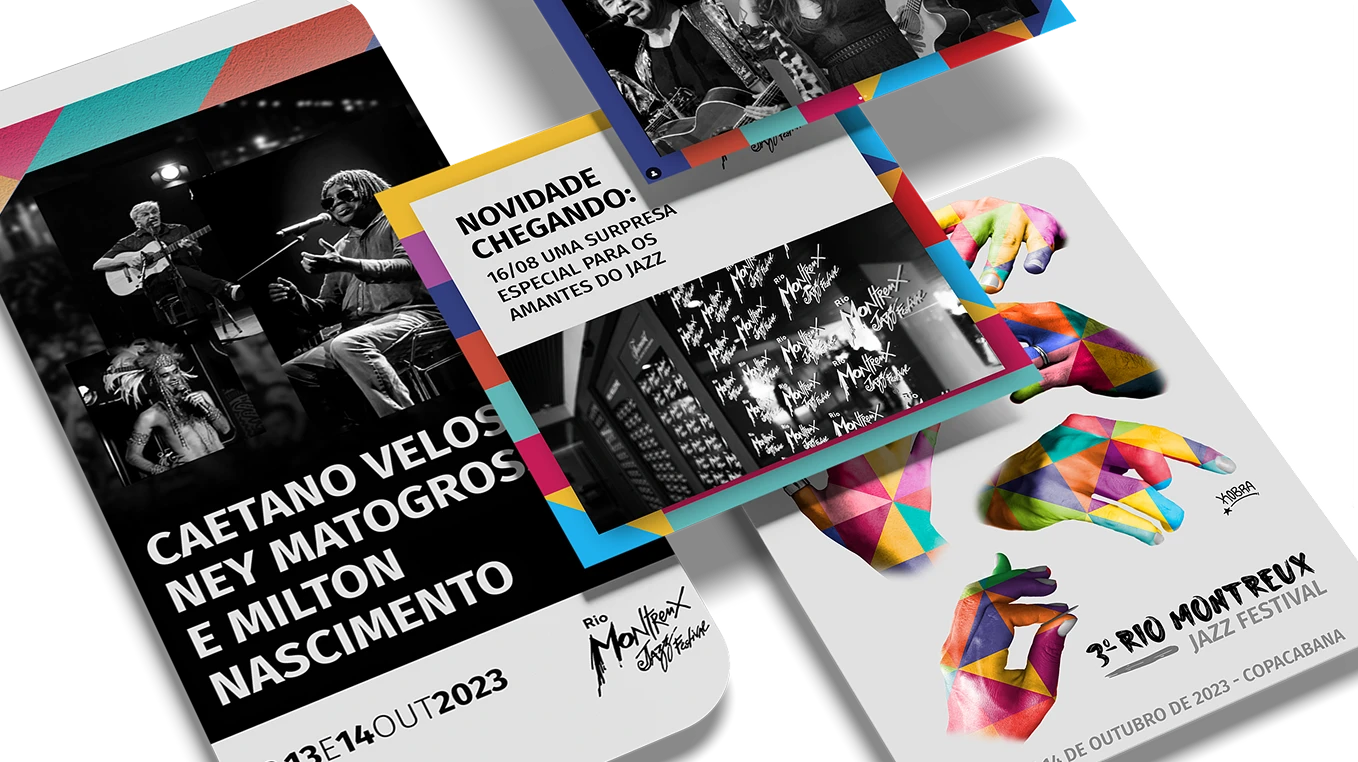 Dashboard com métricas e resultados de engajamento das campanhas do Rio Montreux Jazz Festival